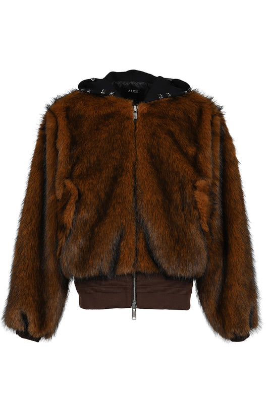 ALICE HOLLYWOOD アリス・ハリウッド【本物保証】アウター、に ストリート系 メンズ HOODED MA-1 BOMBER FUR JACKET / BRW