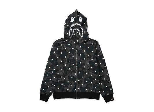 A BATHING APE アベイシングエイプ 【本物保証】 パーカー ストリート系 ユニセックス アベイシングエイプ Abc ドット シャーク フルジップ パーカー "ブラック"