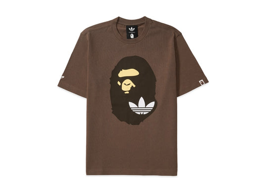 A BATHING APE アベイシングエイプ 【本物保証】 Tシャツ ストリート系 ユニセックス アベイシングエイプ x アディダス エイプヘッド Tシャツ "ブラウン"