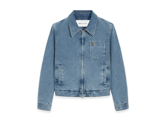 AMI PARIS アミ パリス 【本物保証】 blouson-jacket ストリート系 ユニセックス アミパリス コットン アミ ドゥ クール ジップジャケット "ブルー"