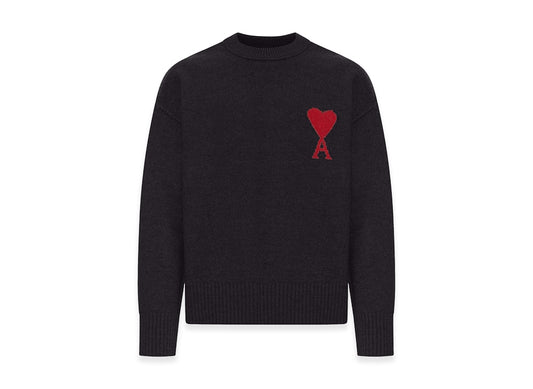 AMI PARIS アミ パリス 【本物保証】 knit ストリート系 ユニセックス アミパリス アミドゥクールクルーネックセーターインウール "ブラック"