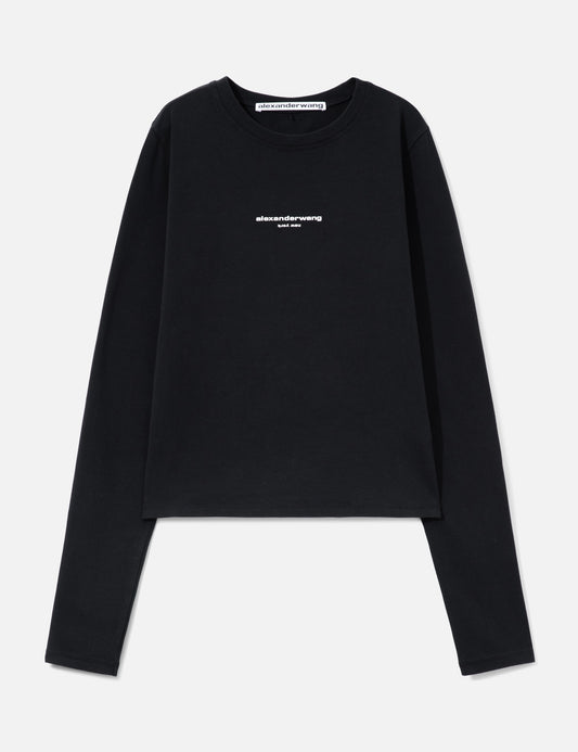 Alexander Wang アレキサンダーワン 【本物保証】 Tシャツ ストリート系 レディース Fitted Long Sleeves T-Shirt With Logo Print