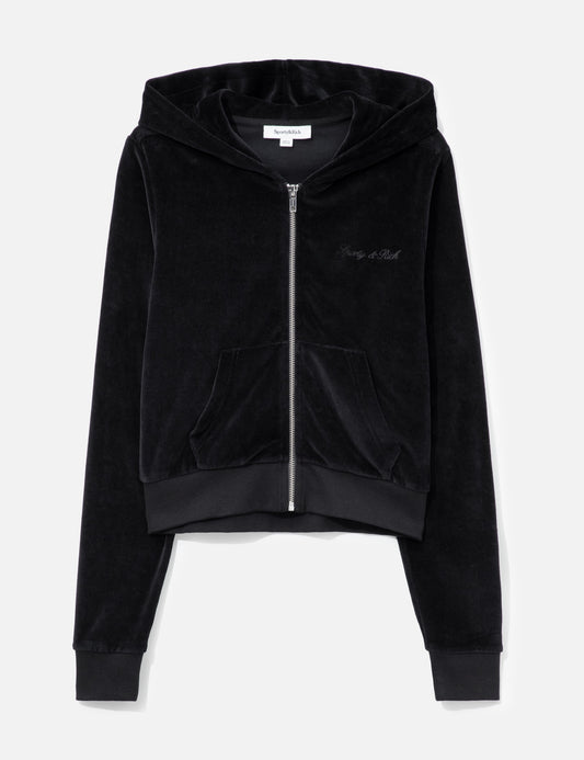 Sporty And Rich スポーティ&リッチ【本物保証】 パーカー ストリート系 レディース Signature Logo Krystal Zip Hoodie