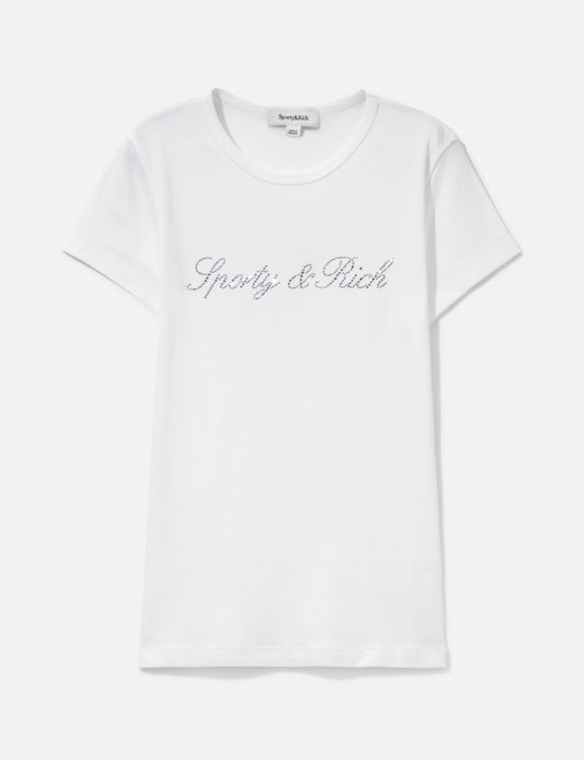 Sporty And Rich スポーティ&リッチ 【本物保証】 Tシャツ ストリート系 レディース Signature Logo Krystal Tee