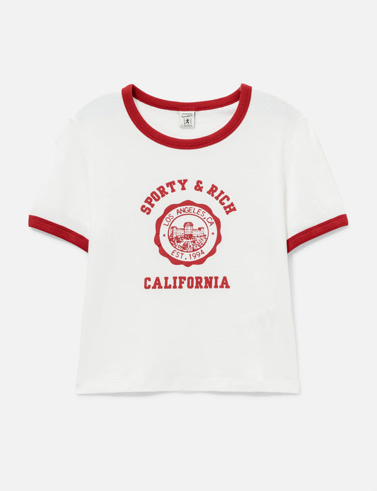 Sporty And Rich スポーティ&リッチ 【本物保証】 Tシャツ ストリート系 レディース California Emblem Soft Ringer Tee