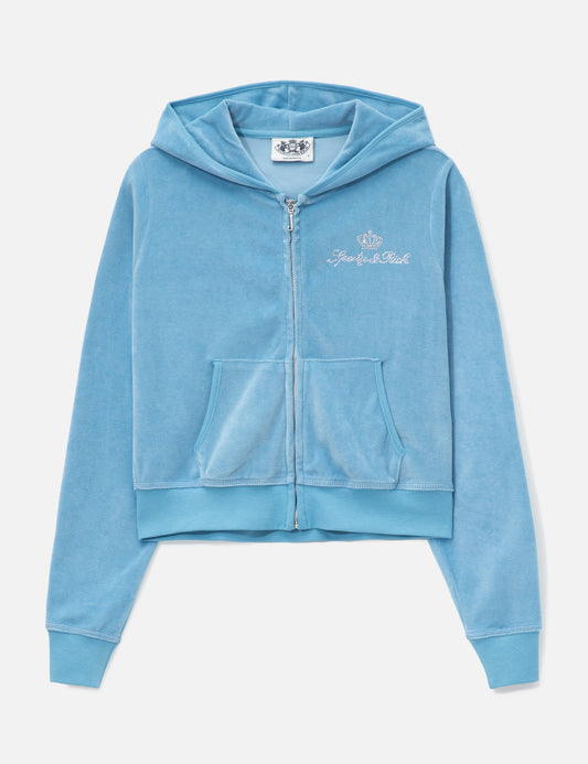 Sporty And Rich スポーティ&リッチ 【本物保証】 パーカー ストリート系 レディース Sporty & Rich X Juicy Couture Script Velour Zip Hoodie