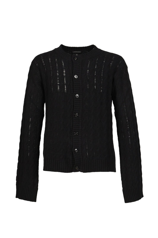 Ann Demeulemeester アン ドゥムルメステール 【本物保証】 カーディガン ストリート系 メンズ JEFF CABLE KNIT LADDER STITCH CARDIGAN / BLK