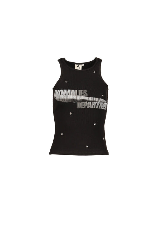Anomalies Department 【本物保証】 シャツ ストリート系 レディース STARRY SKY RHINESTONE RIBBED PRINT VEST / BLK