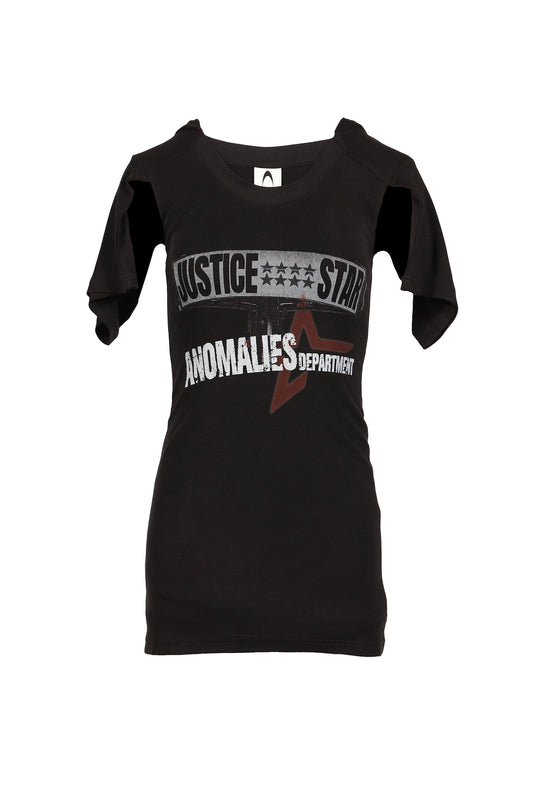 Anomalies Department 【本物保証】 Tシャツ ストリート系 レディース T-SHIRT PATCHWORK DECONSTRUCTED PRINT DRESS / BLK