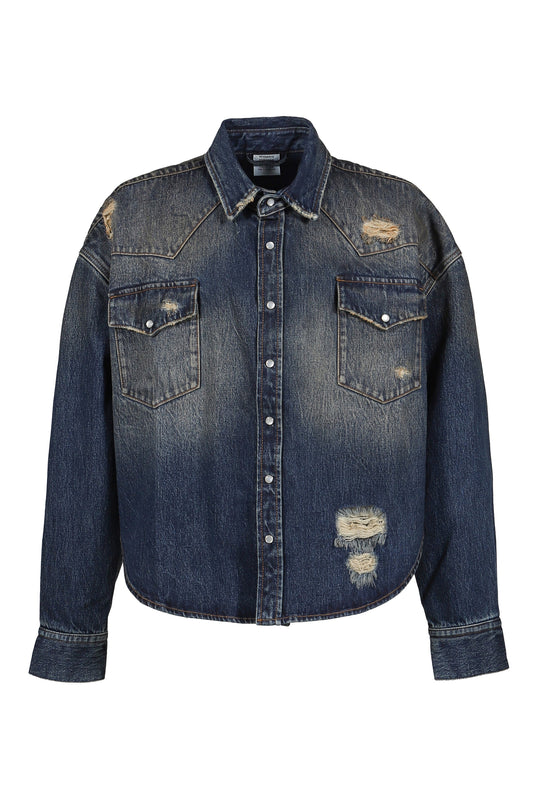 VETEMENTS ヴェトモン 【本物保証】 シャツ ストリート系 メンズ COWBOY DENIM SHIRT / WASHED CUT BLU
