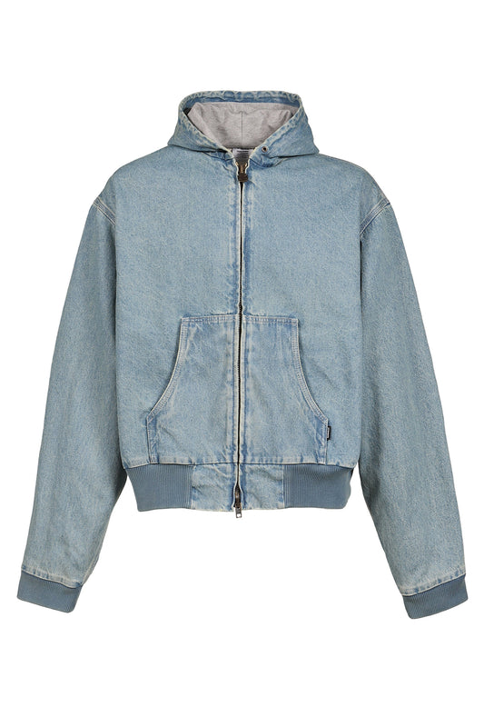VETEMENTS ヴェトモン 【本物保証】 パーカー ストリート系 メンズ HOODED WORKWEAR DENIM JACKET / VTG MID BLU