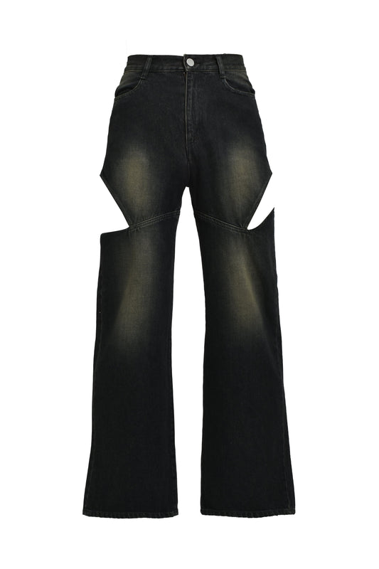 VIVAMUS 【本物保証】 デニムパンツ ストリート系 レディース CUTOFF DENIM PANTS / BLK
