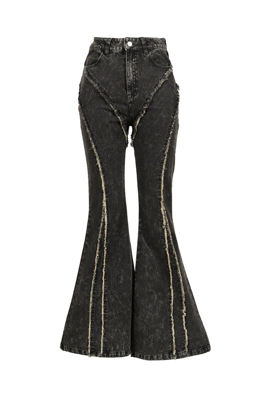 VIVAMUS 【本物保証】 デニムパンツ ストリート系 レディース FLARE DENIM PANTS / BLK