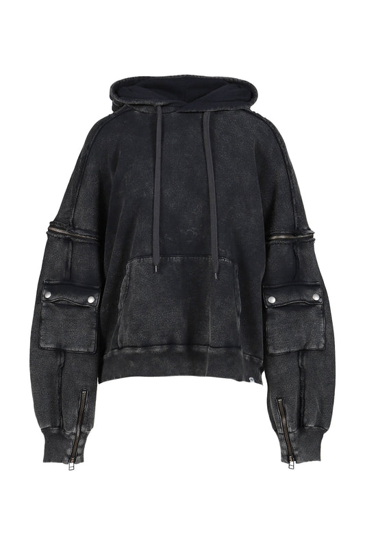 VIVAMUS 【本物保証】 パーカー ストリート系 レディース SPLIT SWEAT HOODIE / BLK