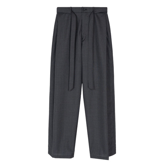 VUJA DE 【本物保証】 ベルト ストリート系 メンズ REN PINSTRIPE BELTED TUCK TROUSERS IN WOOL