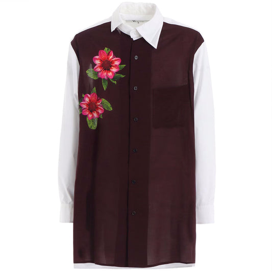 Ys for men 【本物保証】 シャツ ストリート系 メンズ OVERSIZED SILHOUETTE SHIRT IN BROAD AND CELLULOSE TWO FLOWERS