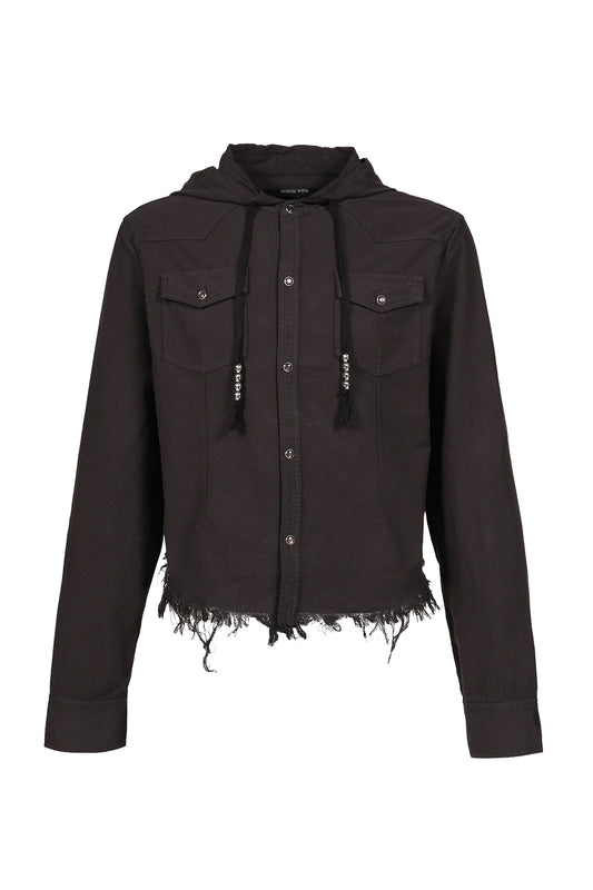 Troubled Waters トラブルド・ウォーターズ 【本物保証】ジャケット、ストリートスタイル、メンズ HOODED SHIRT / BLK
