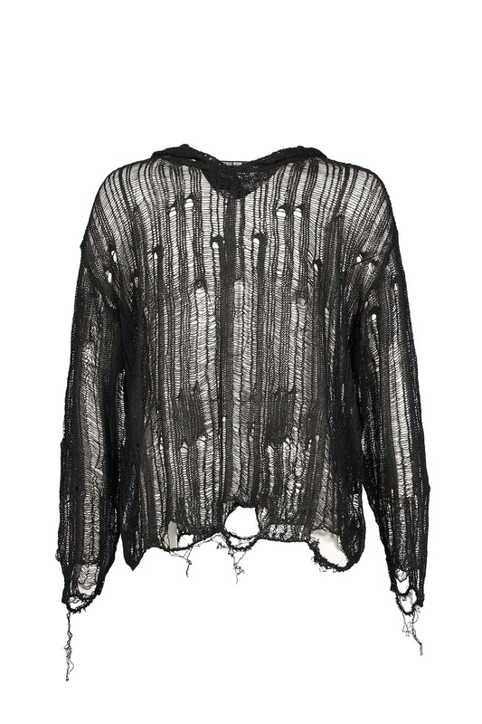 Troubled Waters トラブルド・ウォーターズ 【本物保証】パーカー、ストリートスタイル、メンズ SPIDER KNIT HOODIE / BLK