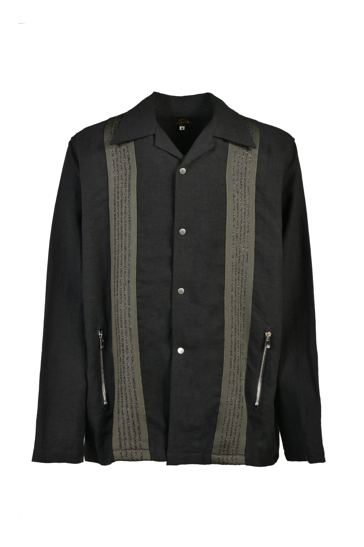 Needles ネペンテス 【本物保証】Tシャツ、ストリートスタイル、メンズ TRACK L/S OPEN COLLAR SHIRT - COTTON LINEN