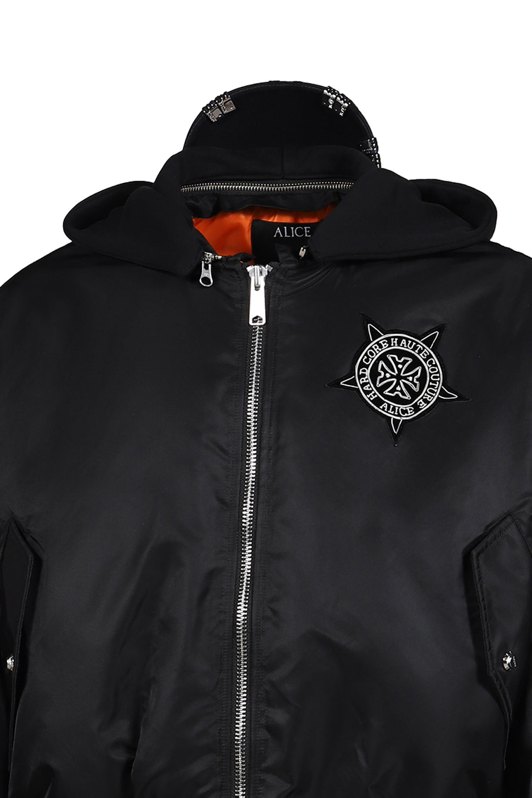 ALICE HOLLYWOOD アリス・ハリウッド【本物保証】アウター、に ストリート系 メンズ  HOODED MA-1 BOMBER JACKET / BLK