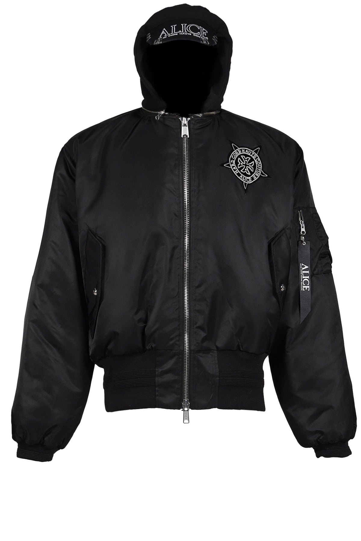 ALICE HOLLYWOOD アリス・ハリウッド【本物保証】アウター、に ストリート系 メンズ  HOODED MA-1 BOMBER JACKET / BLK