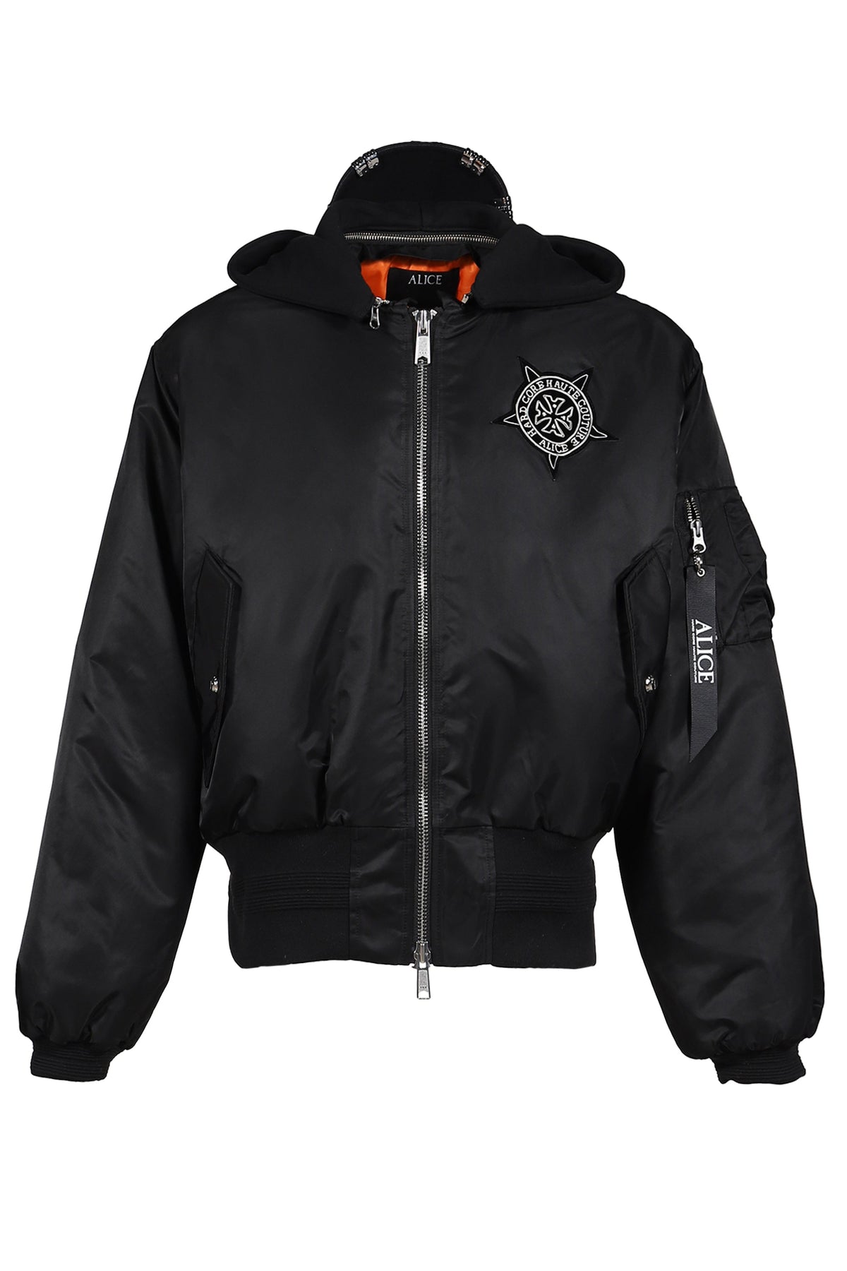 ALICE HOLLYWOOD アリス・ハリウッド【本物保証】アウター、に ストリート系 メンズ  HOODED MA-1 BOMBER JACKET / BLK