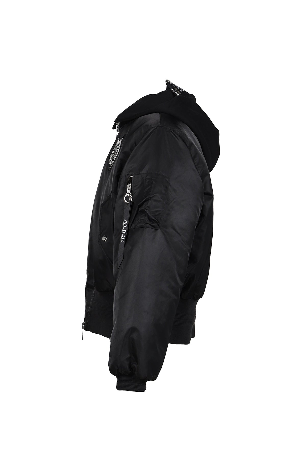 ALICE HOLLYWOOD アリス・ハリウッド【本物保証】アウター、に ストリート系 メンズ  HOODED MA-1 BOMBER JACKET / BLK