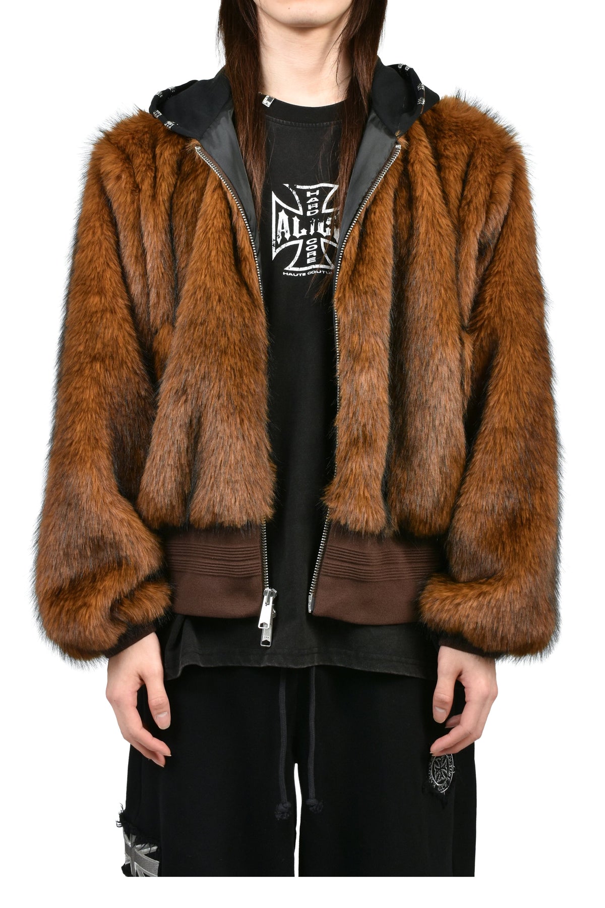 ALICE HOLLYWOOD アリス・ハリウッド【本物保証】アウター、に ストリート系 メンズ HOODED MA-1 BOMBER FUR JACKET / BRW