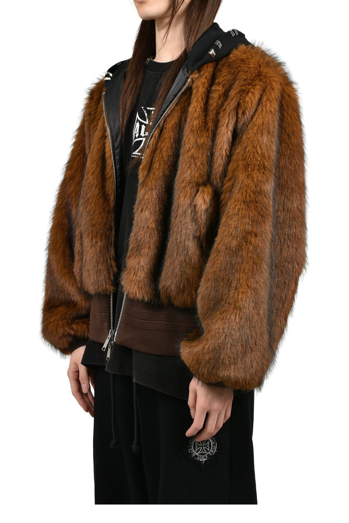 ALICE HOLLYWOOD アリス・ハリウッド【本物保証】アウター、に ストリート系 メンズ HOODED MA-1 BOMBER FUR JACKET / BRW