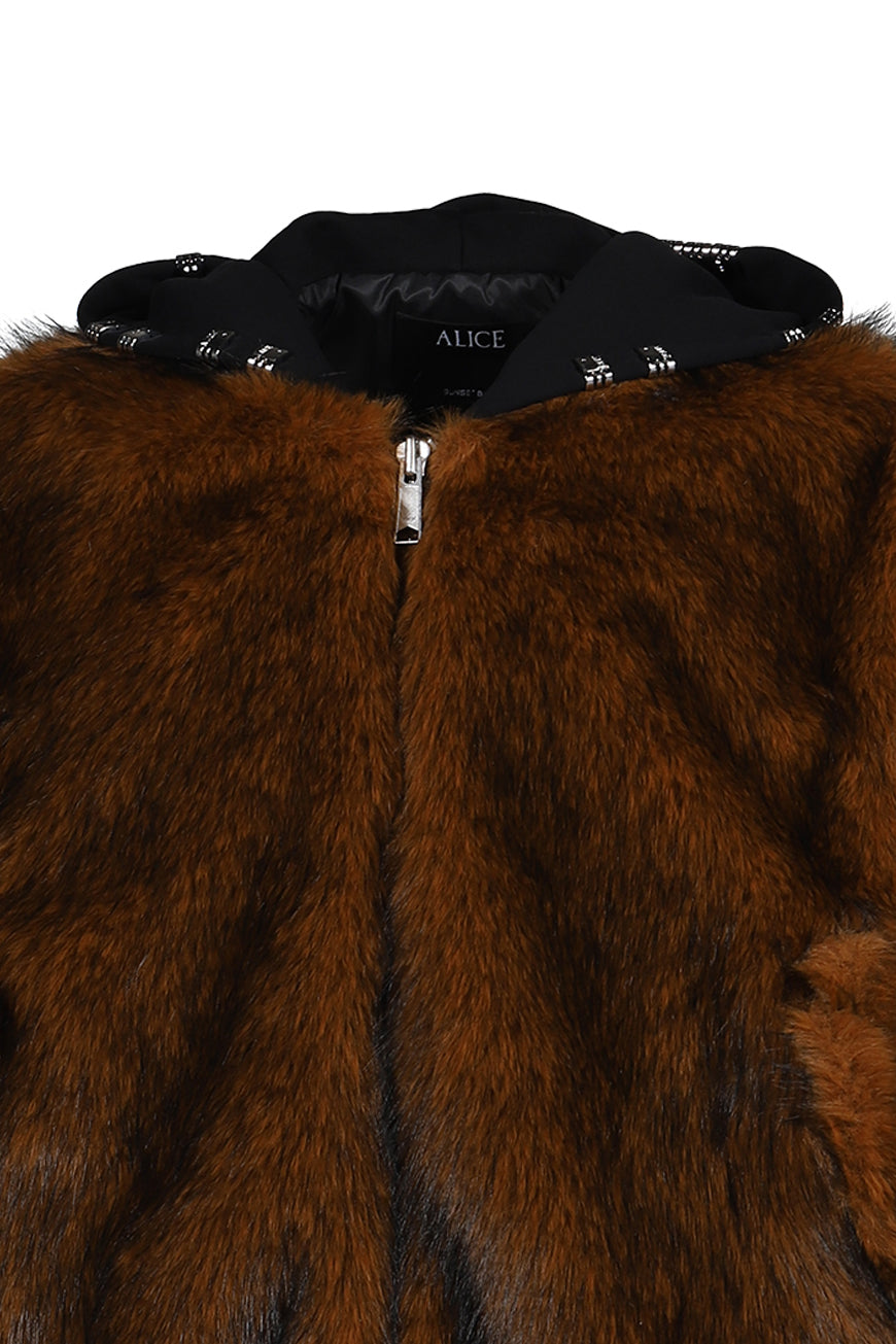 ALICE HOLLYWOOD アリス・ハリウッド【本物保証】アウター、に ストリート系 メンズ HOODED MA-1 BOMBER FUR JACKET / BRW