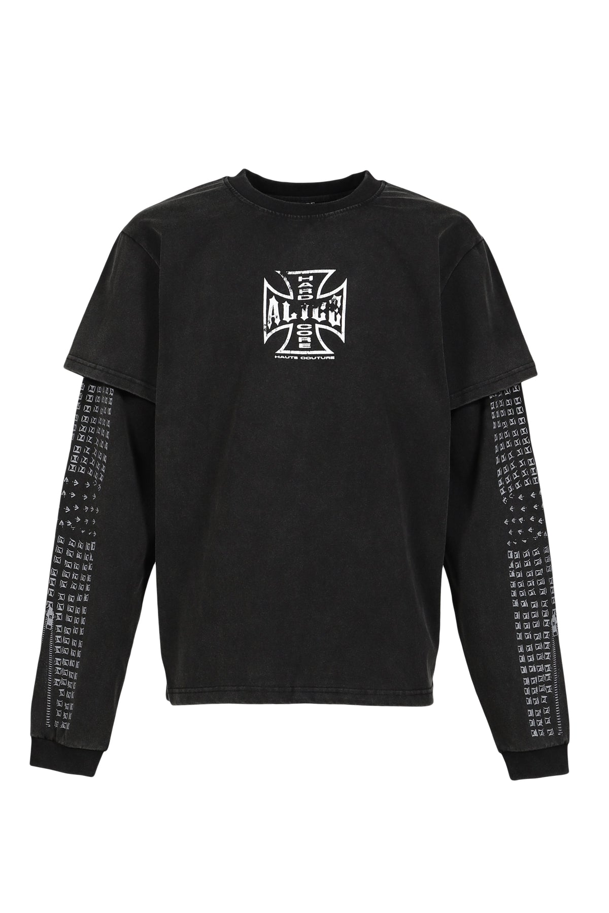 ALICE HOLLYWOOD アリス・ハリウッド 【本物保証】 Tシャツ ストリート系 メンズ MOTO COUTURE LAYERED LS T-SHIRT (EXCLUSIVE) / BLK