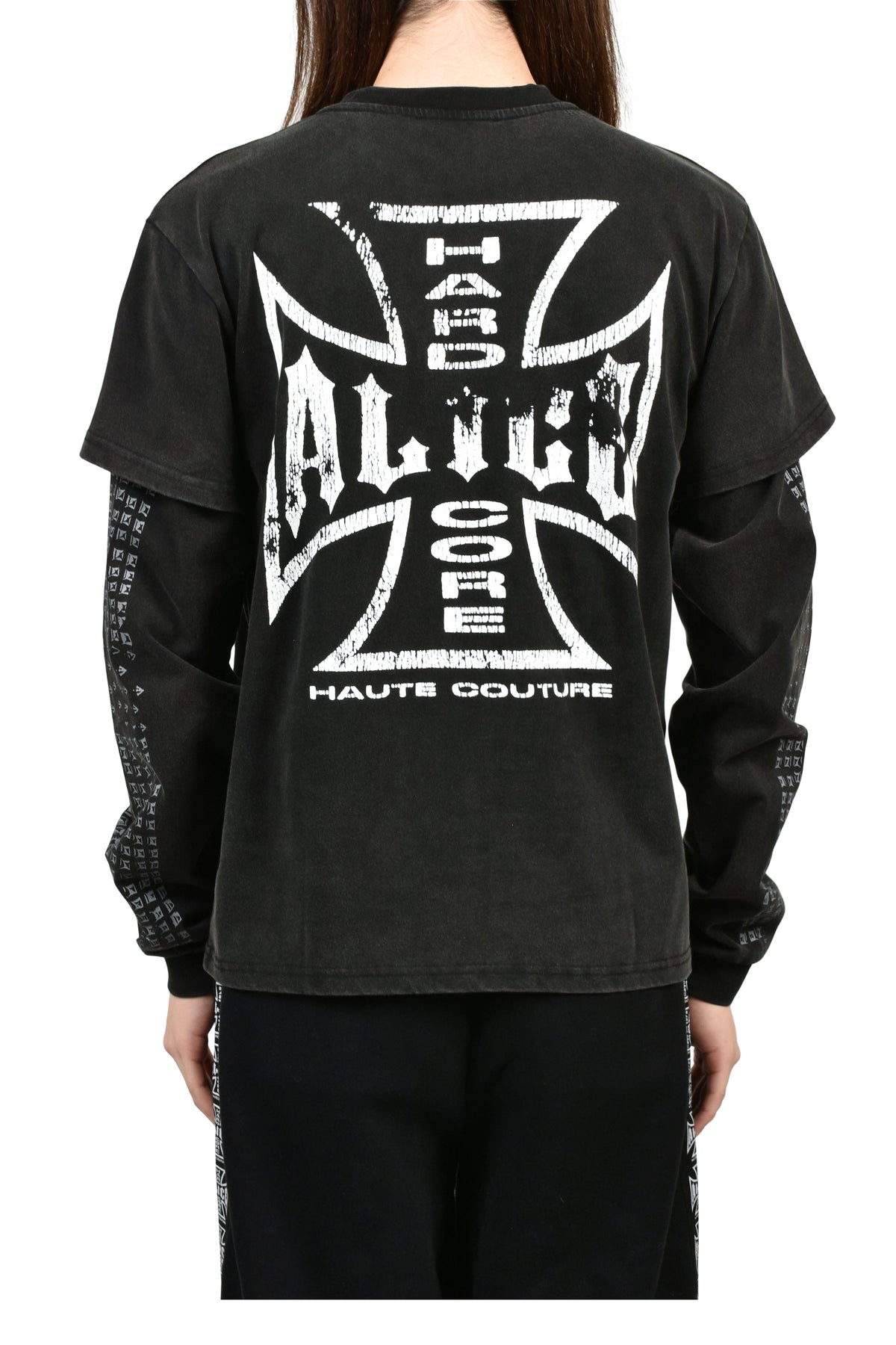 ALICE HOLLYWOOD アリス・ハリウッド 【本物保証】 Tシャツ ストリート系 メンズ MOTO COUTURE LAYERED LS T-SHIRT (EXCLUSIVE) / BLK