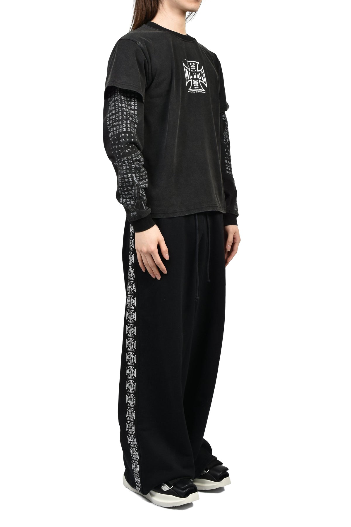 ALICE HOLLYWOOD アリス・ハリウッド 【本物保証】 Tシャツ ストリート系 メンズ MOTO COUTURE LAYERED LS T-SHIRT (EXCLUSIVE) / BLK