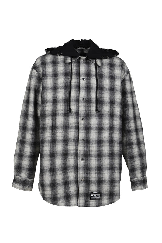 ALICE HOLLYWOOD アリス・ハリウッド【本物保証】 パーカー, ストリート系 メンズ OVERSIZE HOODED FLANNEL SHIRT / O.WHT