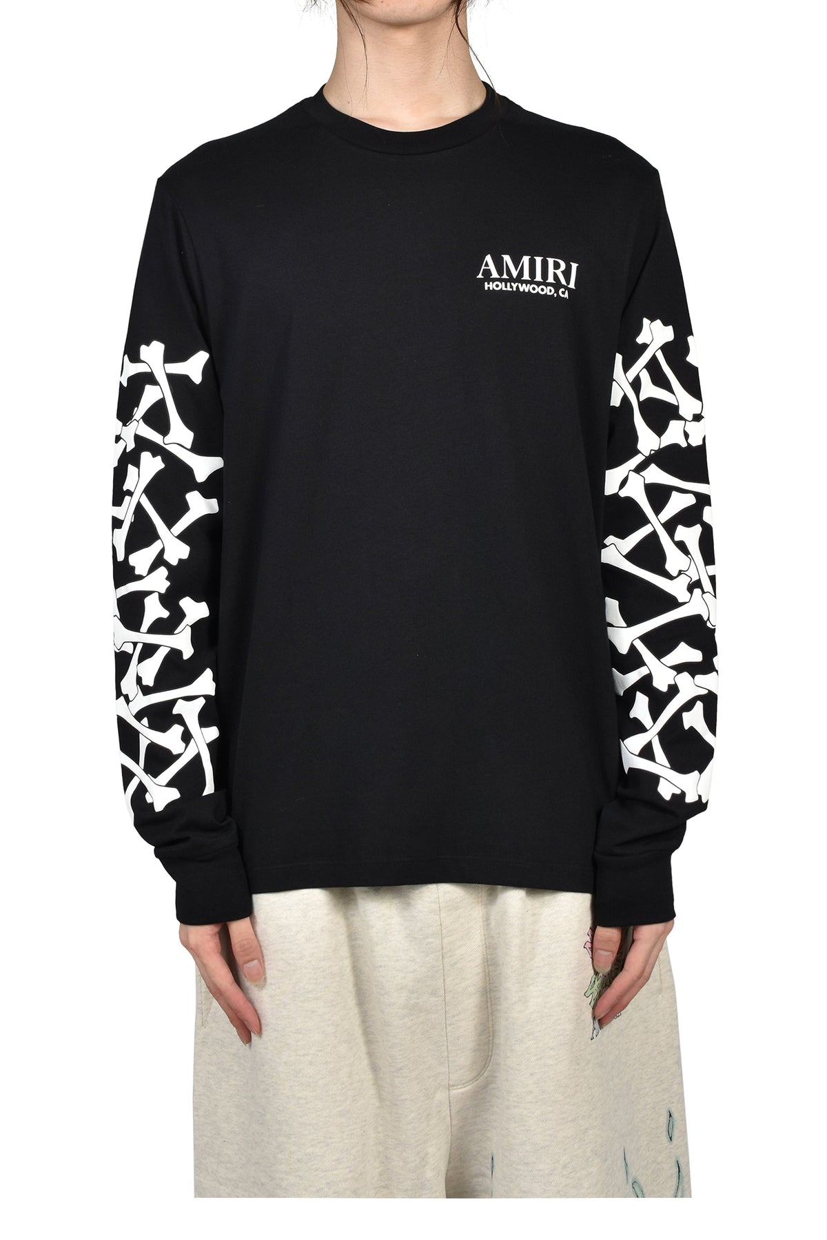 AMIRI アミリ 【本物保証】 Tシャツ ストリート系 メンズ BONES STACKED L/S TEE / BLK
