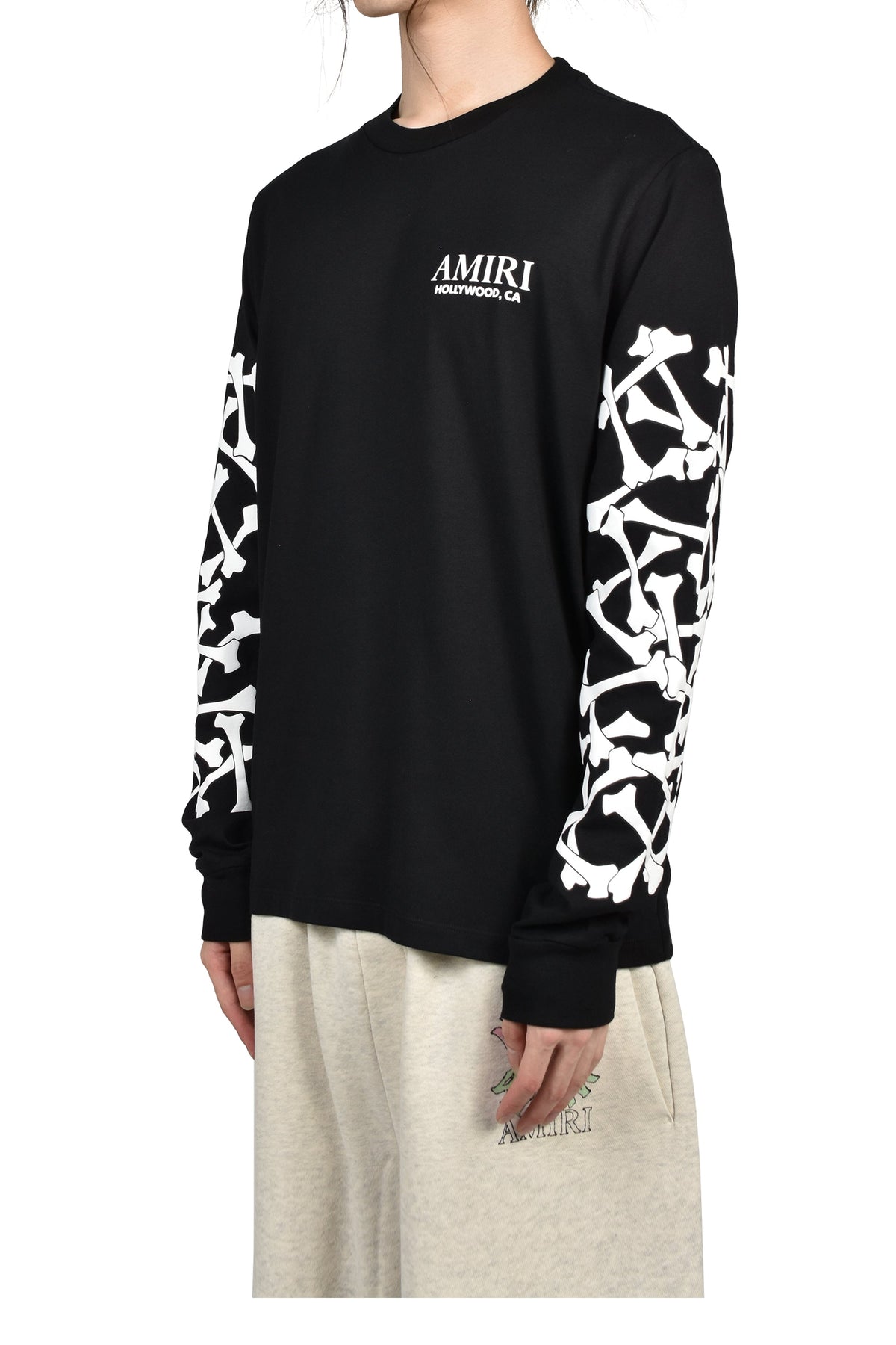 AMIRI アミリ 【本物保証】 Tシャツ ストリート系 メンズ BONES STACKED L/S TEE / BLK