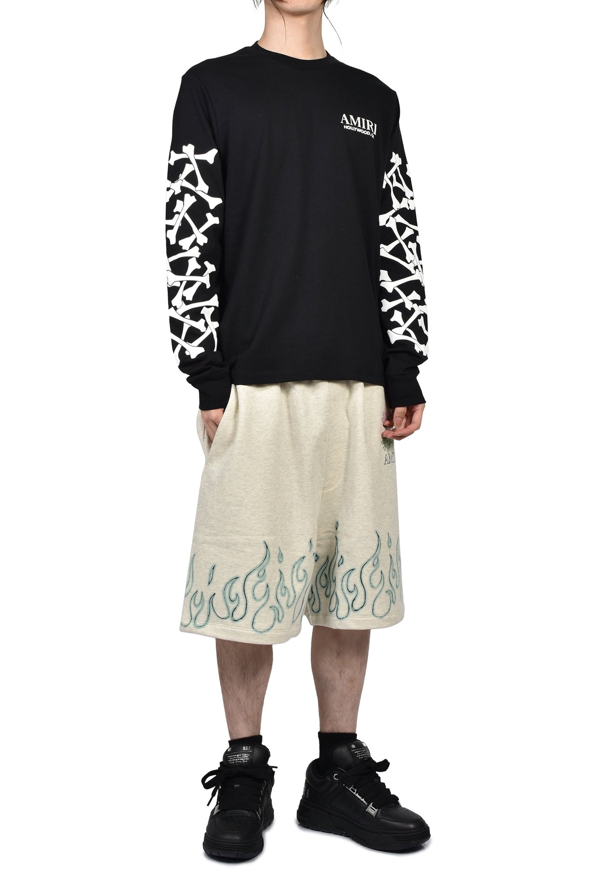 AMIRI アミリ 【本物保証】 Tシャツ ストリート系 メンズ BONES STACKED L/S TEE / BLK