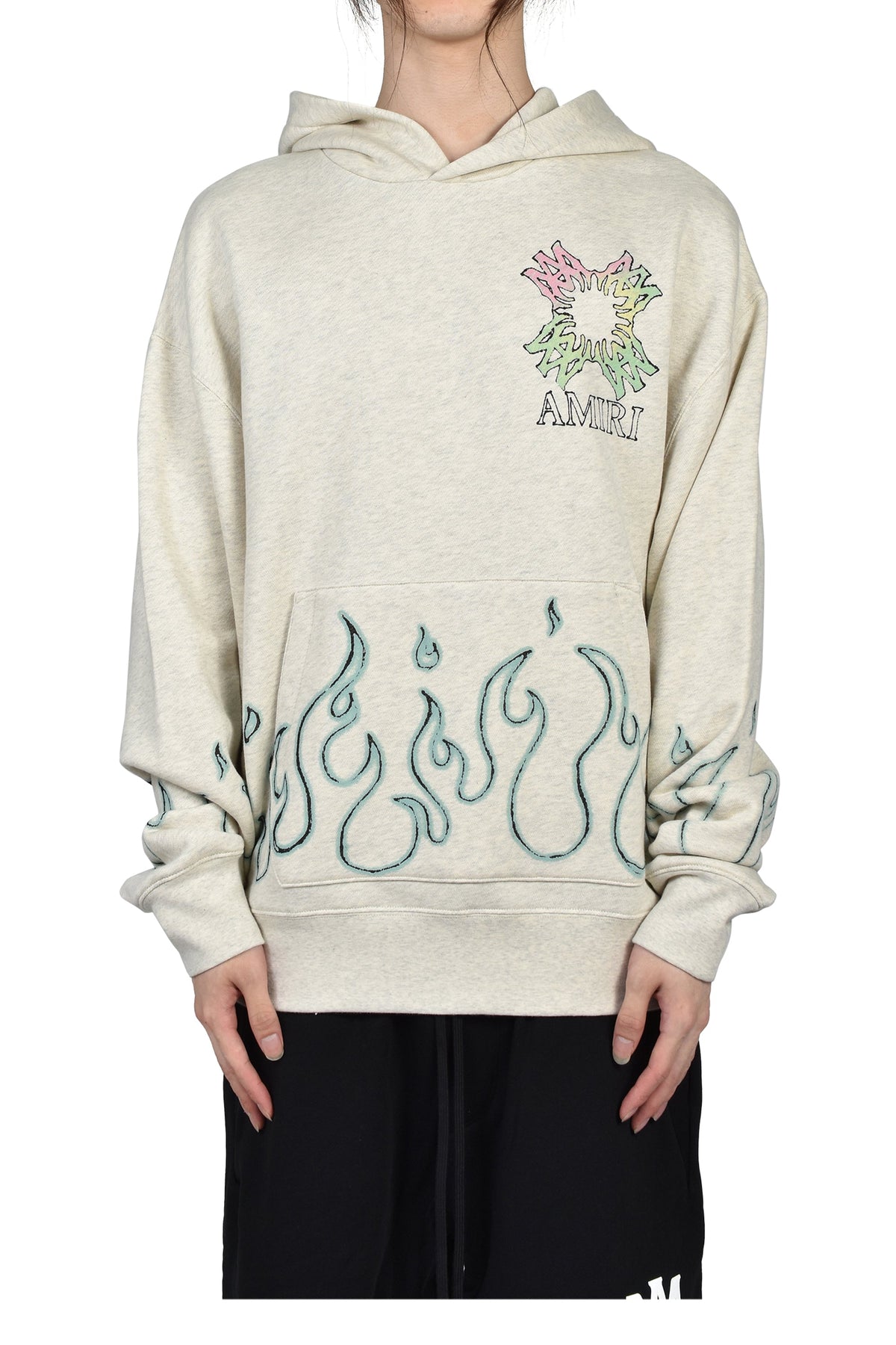 AMIRI アミリ 【本物保証】 パーカー ストリート系 メンズ MA QUAD FLAMES OS HOODIE / IVO