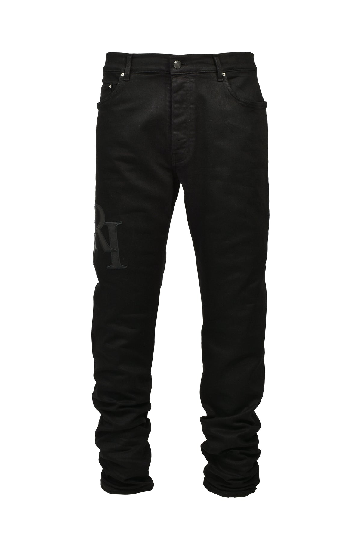 AMIRI アミリ 【本物保証】 デニムパンツ ストリート系 メンズ WAXED STAGGERED LOGO SKINNY JEAN / BLK WAX