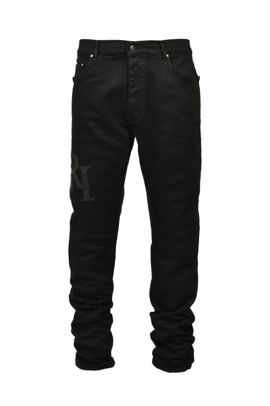 AMIRI アミリ 【本物保証】 デニムパンツ ストリート系 メンズ WAXED STAGGERED LOGO SKINNY JEAN / BLK WAX