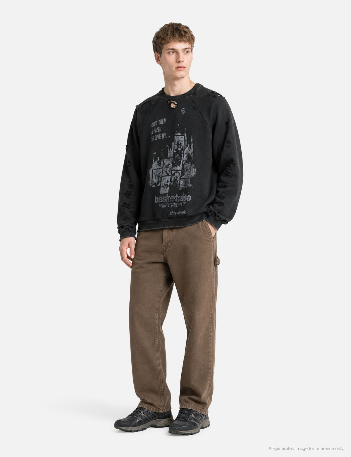 Basketcase バスケットケース 【本物保証】 スウェット ストリート系 ユニセックス Retreat Repaired Crewneck