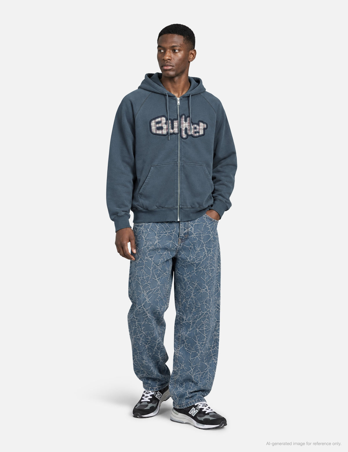 Butter Goods バターグッズ 【本物保証】 デニムパンツ ストリート系 メンズ Thorn Camo Wide Cut Denim Jeans