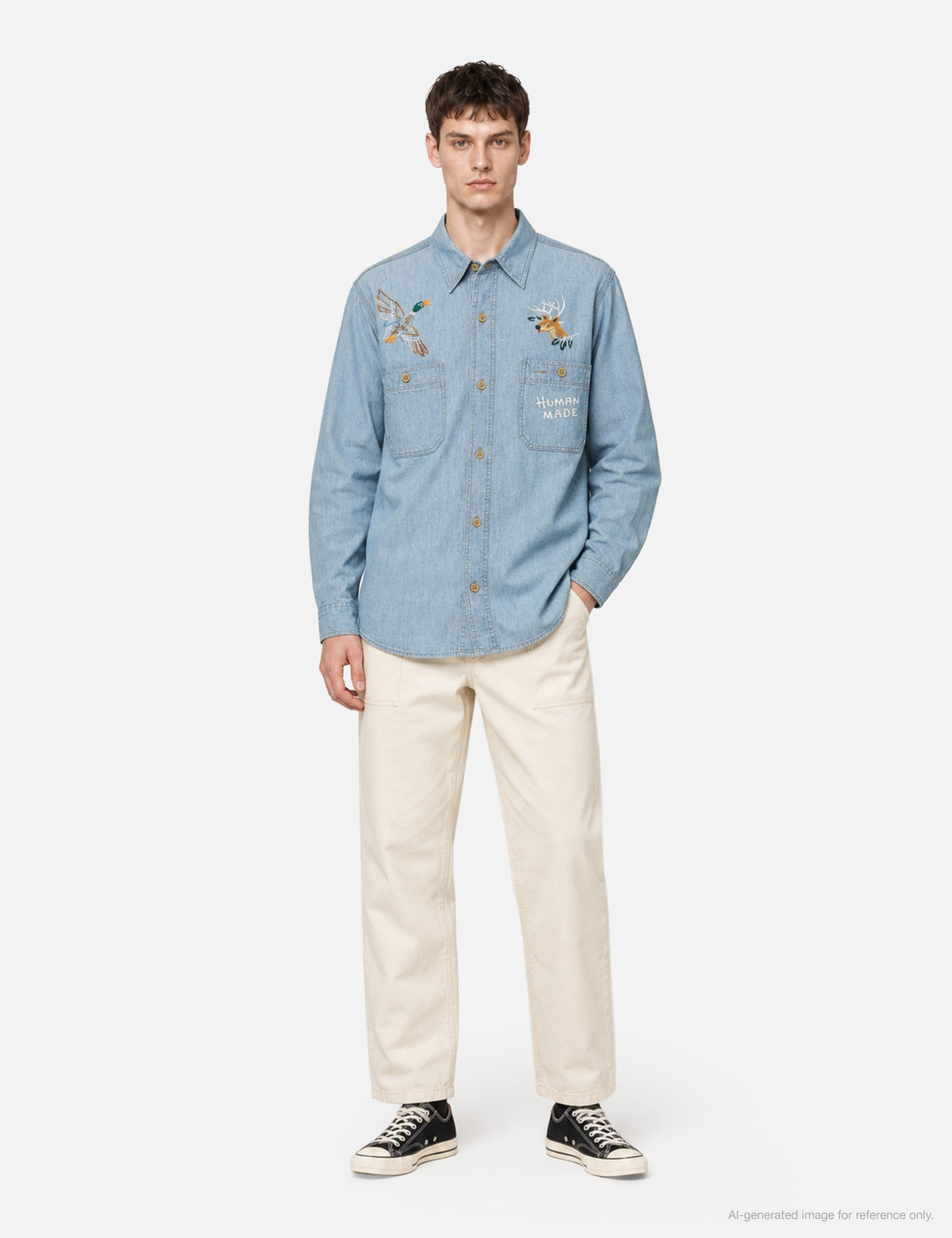 Human Made ヒューマンメイド 【本物保証】 シャツ ストリート系 ユニセックス Embroidered Chambray Shirt