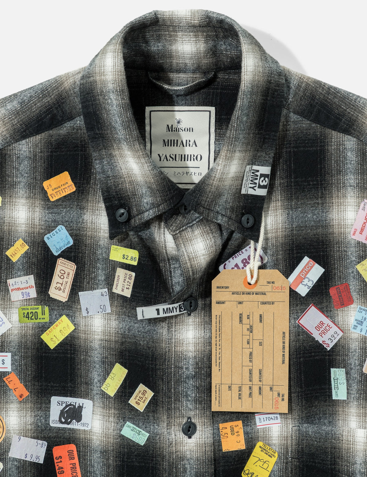 Maison Mihara Yasuhiro メゾン ミハラヤスヒロ 【本物保証】 シャツ ストリート系 メンズ Price Sticker Printed Check Shirt