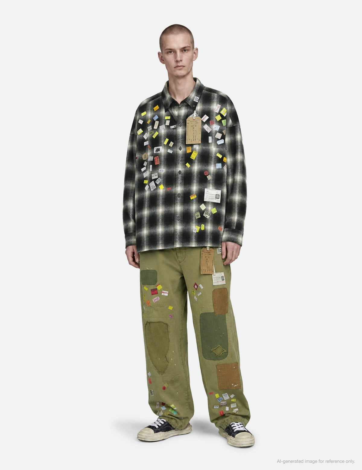 Maison Mihara Yasuhiro メゾン ミハラヤスヒロ 【本物保証】 シャツ ストリート系 メンズ Price Sticker Printed Check Shirt