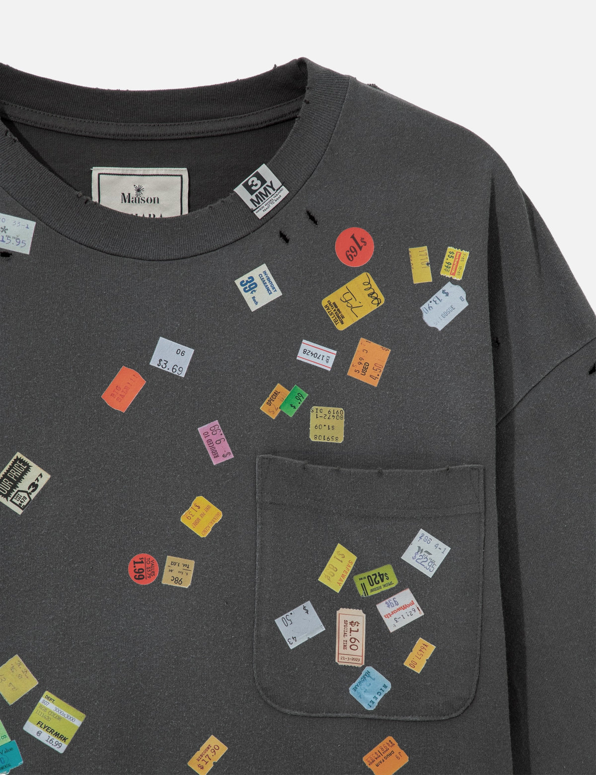 Maison Mihara Yasuhiro メゾン ミハラヤスヒロ 【本物保証】 Tシャツ ストリート系 メンズ Price Tag Sticker Printed T-Shirt