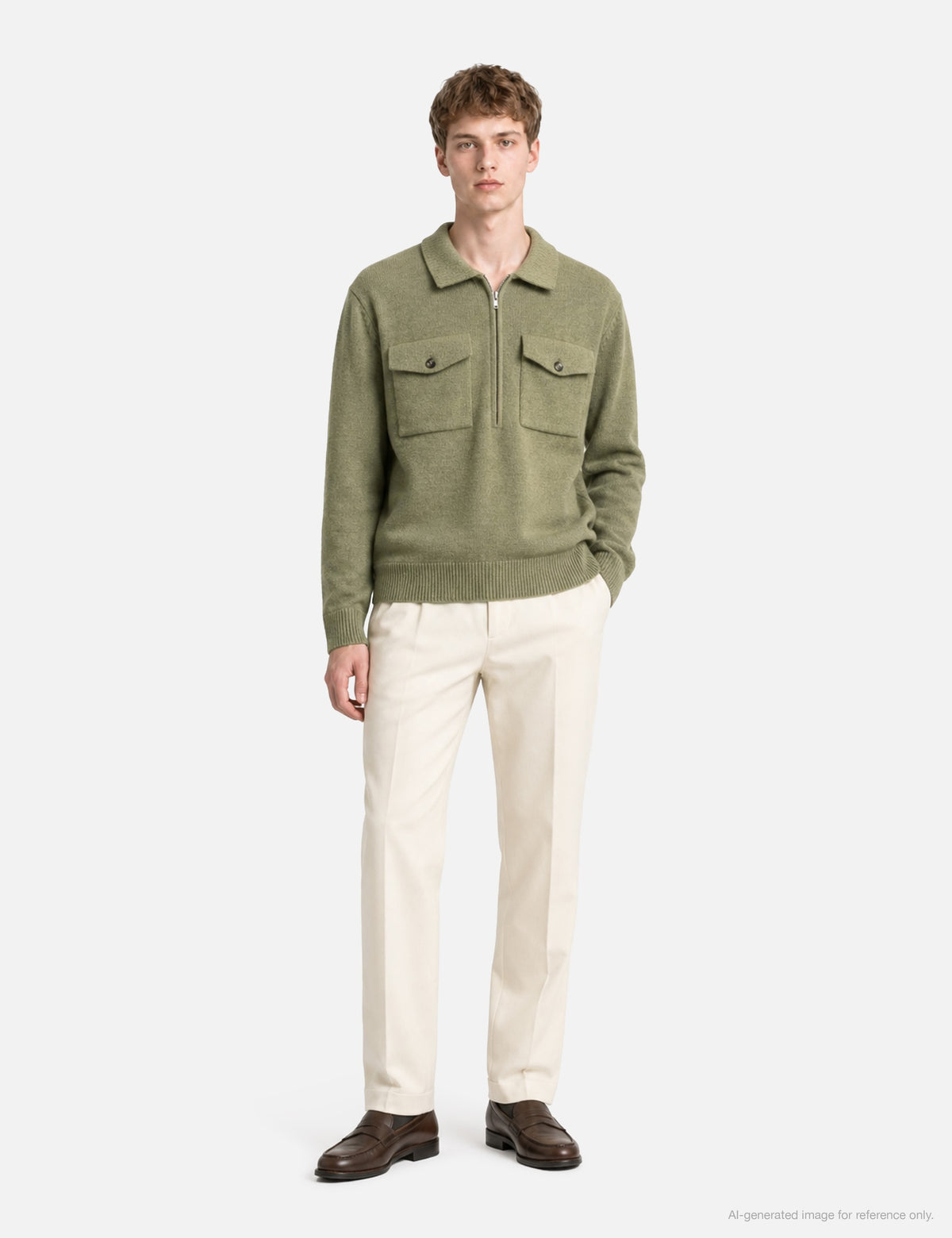 Moondal ムーンダ 【本物保証】 ニット ストリート系 ユニセックス Pocket Collar Knit In Khaki