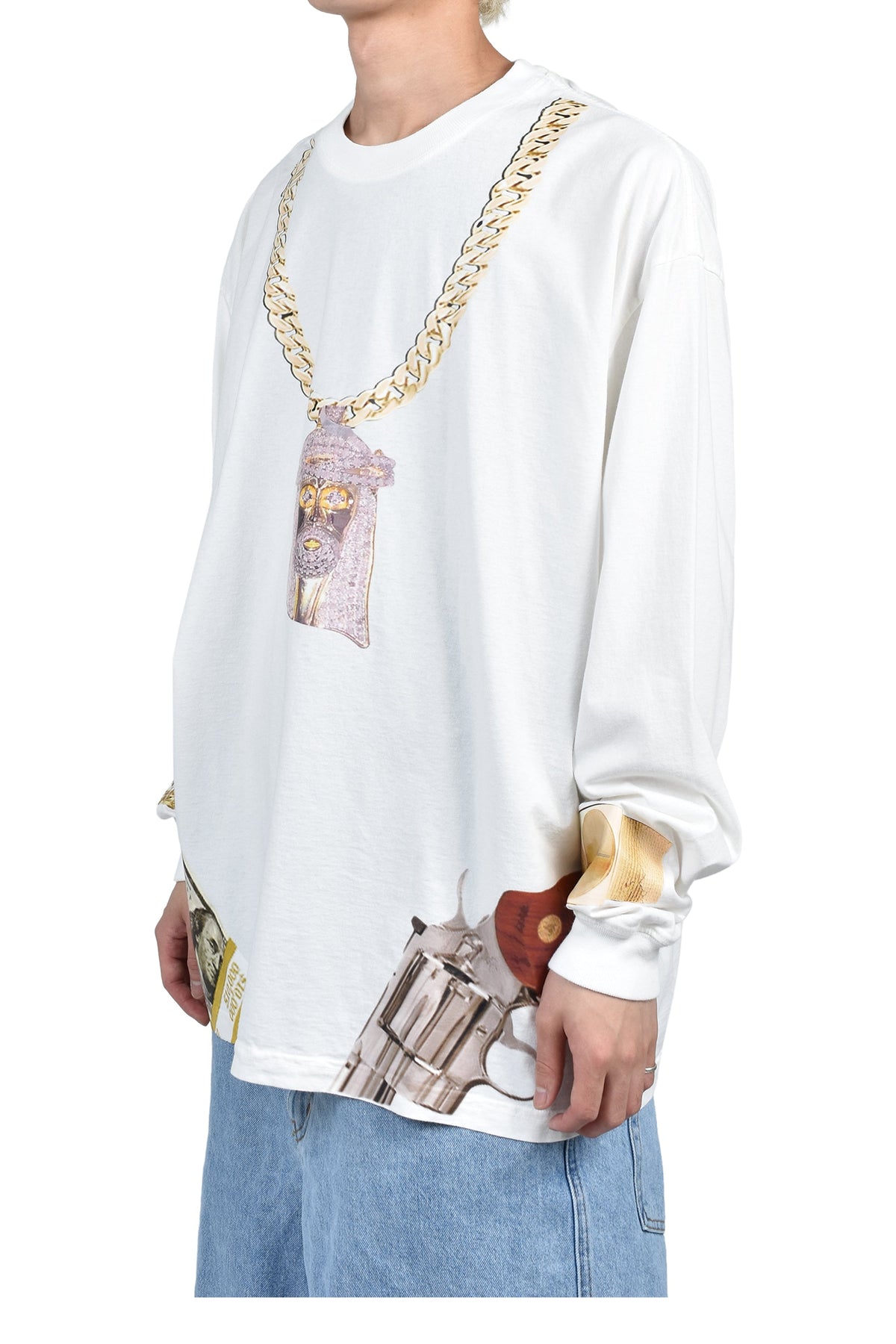 AWGE オーグ 【本物保証】 Tシャツ、ストリートスタイル、メンズ  JESUS CHAIN WHITE LONG SLEEVE / WHT