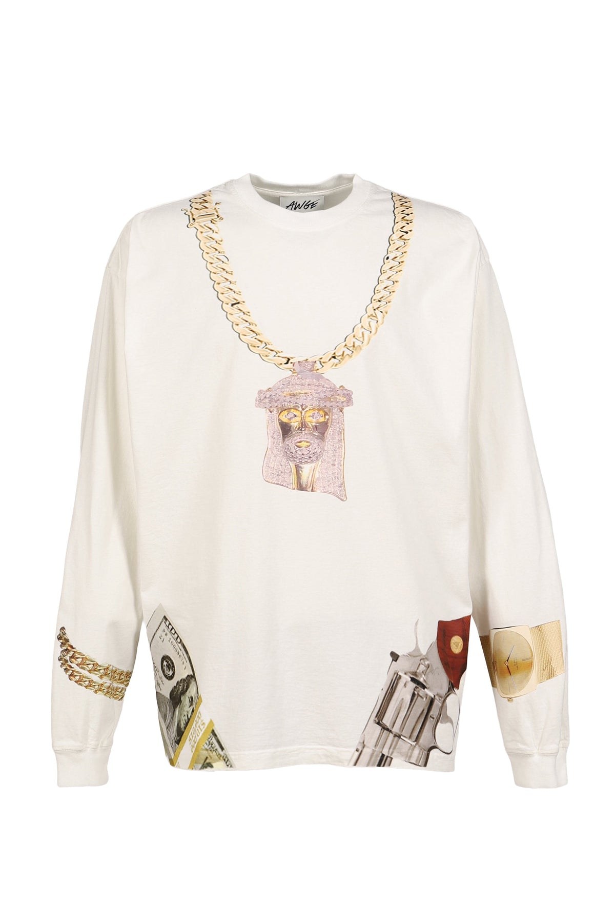 AWGE オーグ 【本物保証】 Tシャツ、ストリートスタイル、メンズ  JESUS CHAIN WHITE LONG SLEEVE / WHT
