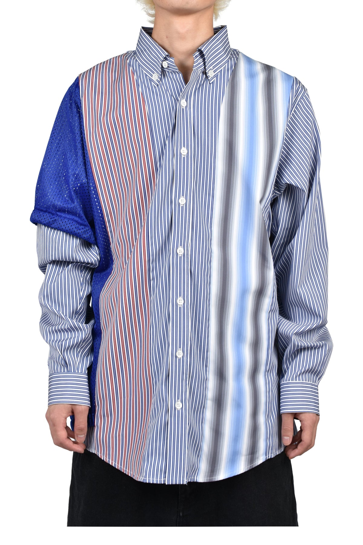 AWGE  オーグ 【本物保証】 シャツ、ストリートスタイル、メンズ MIX SHIRT // ALL UNIQUE! / WHT/BLU